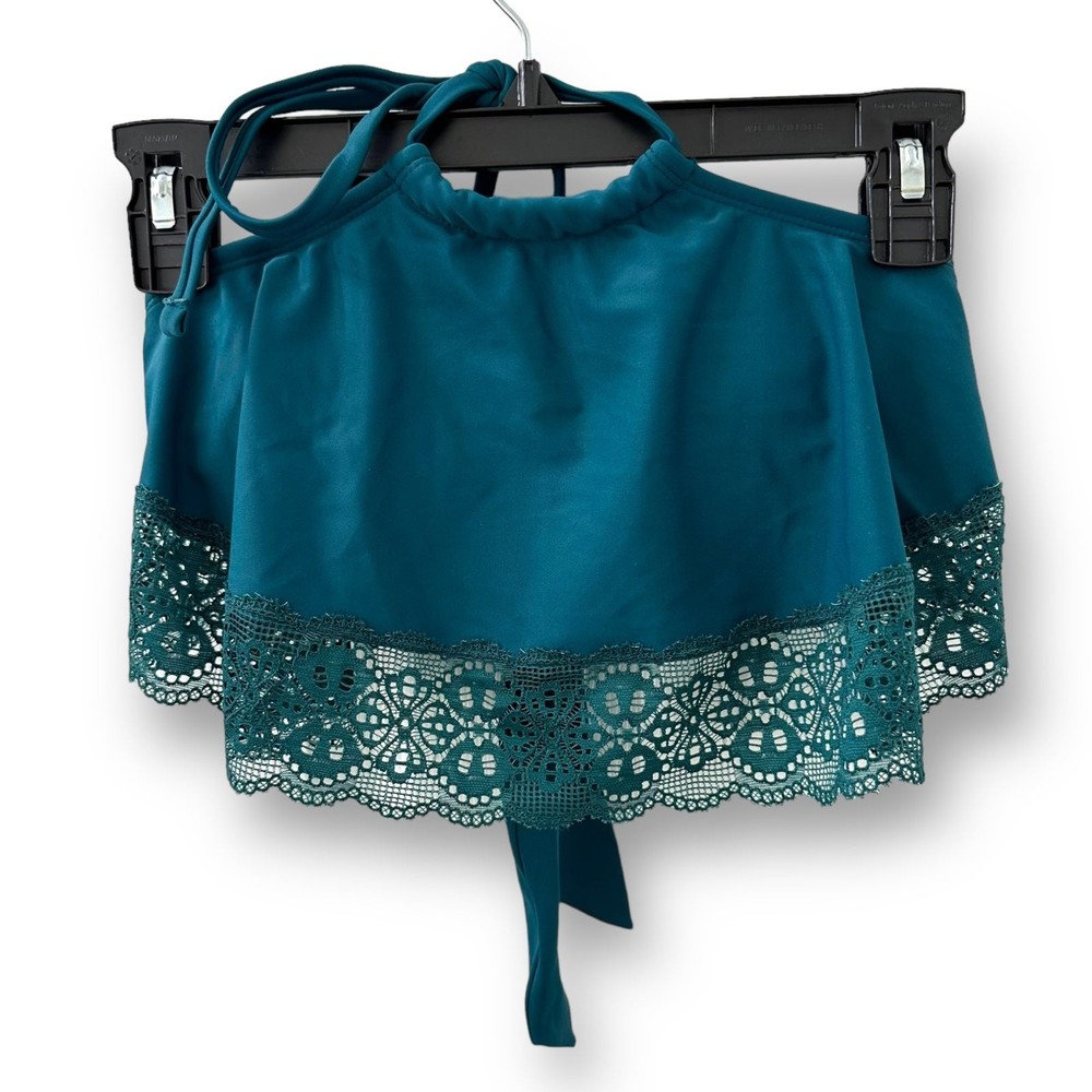 Xhilaration Bikini Top Blue Lace Halter Neck Medium